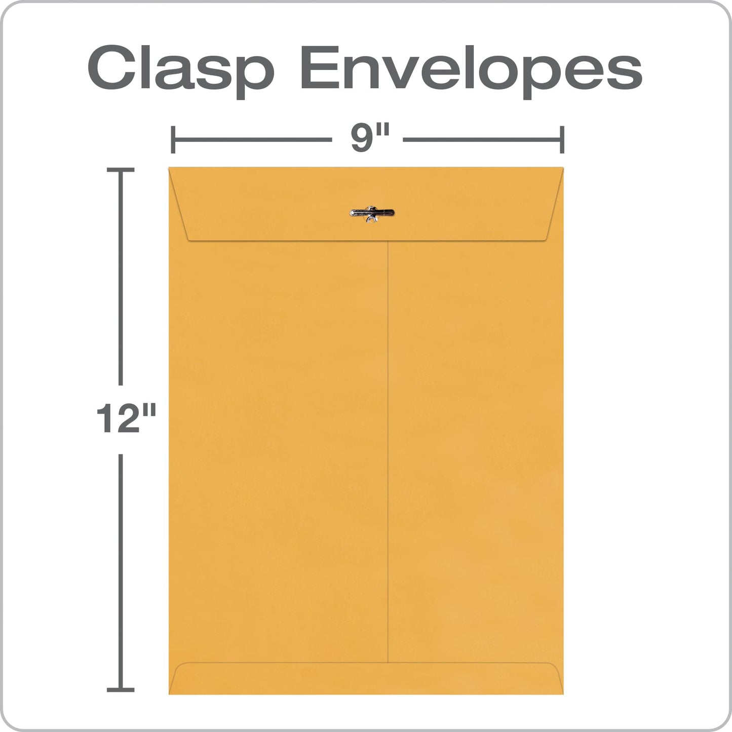 Quality Park 9 x 12 Clasp Envelopes, Clasp and Gummed Closures for Storing or Mailing, Extra Heavy-Duty 32 lb Kraft Paper, 100 per Box (QUA37790)