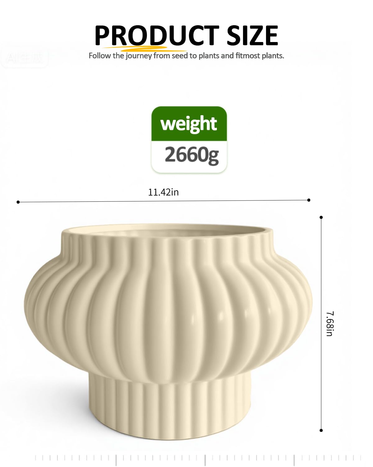 OXART 11 inch Plant Pot, Ceramic Plant Pots Indoor Plants with Drainage, Outdoor Flower Pots for Succulent, Snake Plant and Pothos Home Office Decorative Planters Pot, Yellow