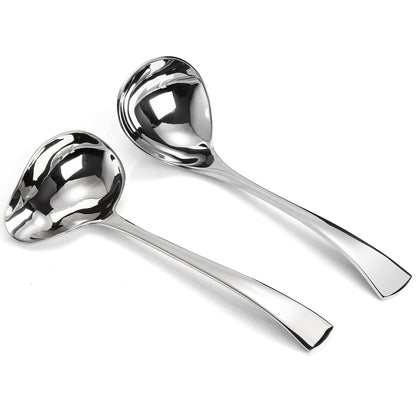 Yarlung Set of 2 Gravy Spoon Small Ladle 7 Inch Sauce Drizzle Spoon with Spout, 18/10 Stainless Steel Mini Soup Ladle Kitchen Utensils Table Serving