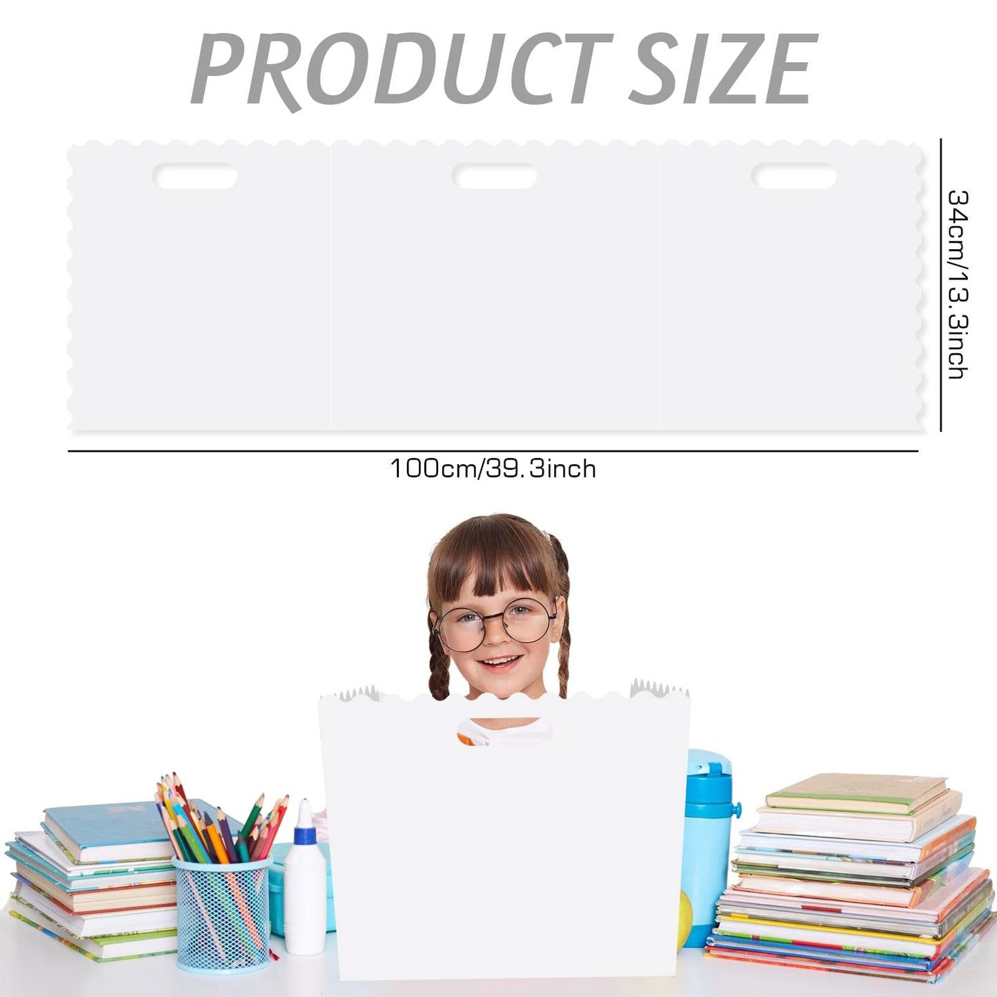 Whaline 24 Pcs Student Desk Privacy Boards White Wavy Edges Classroom Desk Divider Shield Scalloped Edge Privacy Panel Folders Screen Partition for School Teacher Student Test Supplies