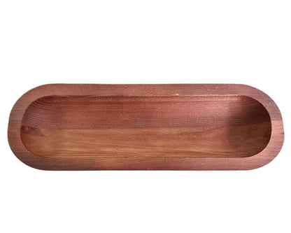 Phinicco Stained Wood Dough Bowl - 15.8" x 5" x 2" Oblong Decorative Tray, Hand-Carved Farmhouse Centerpiece for Coffee Table, Mantel & Entryway Display
