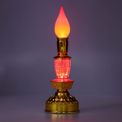 Buddhist Decor, Candle Lamp Chinese Style Traditional Retro for Office for Home for Meditation(Double Bright Electric Candle)