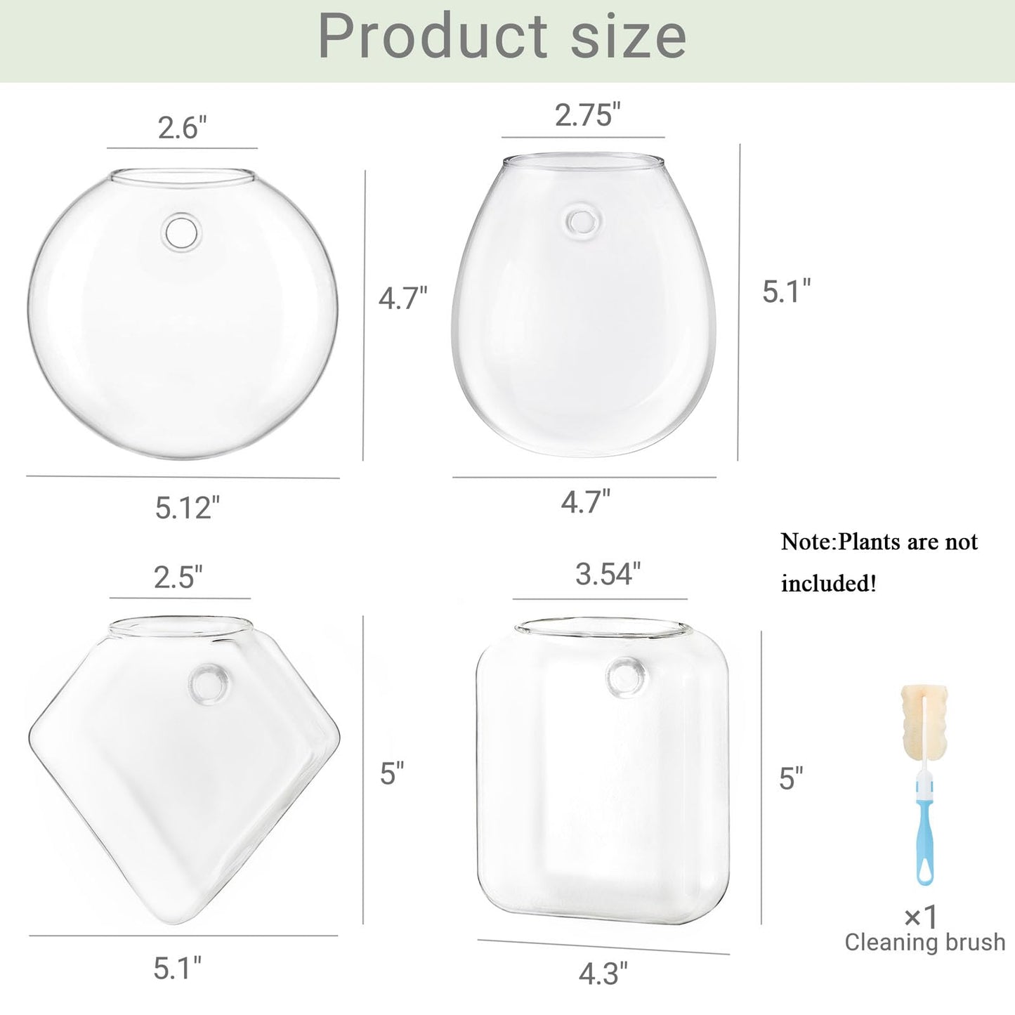 Mkono Propagation Wall Hanging Planter Glass Terrarium Flower Vases Holder for Indoor Plants, Home Living Room Office Decor Plant Lover Gifts, Set of 4(Plants not Included)
