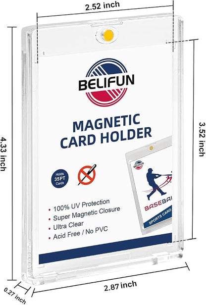20-Pack One Touch Magnetic Card-Holders - 35PT Trading Card Holders, UV Protection Clear Acrylic Card Cases, Card Protector for Game, Baseball Sports Cards, Fit for Standard Cards Storage and Display