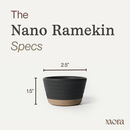 Mora Nano Ramekins Set of 4, 2oz Ceramic Pottery Sauce Cups - Microwave, Oven and Dishwasher Safe - Liquorice