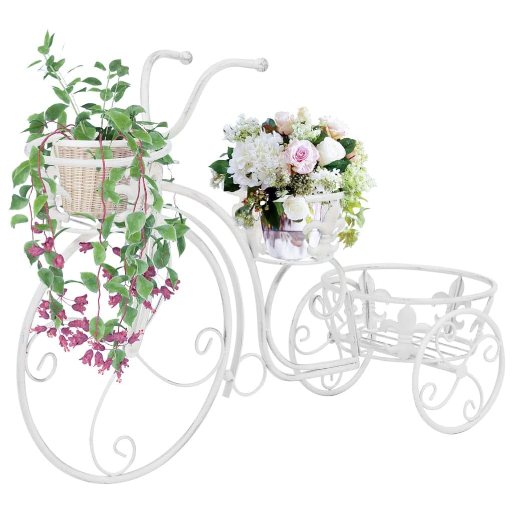 GOLINPEILO Plant Stand Bicycle Shape Vintage Style Metal, Tricycle Plant Stand Flower Pot Cart Holder for Home, Garden, Patio,Mother’s Day - Parisian Style (Antique White)