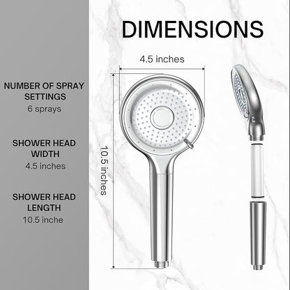 FEELSO Filtered Shower Head with Handheld, High Pressure 6 Spray Mode Showerhead with 60" Hose, Bracket and 15 Stage Water Softener Filters for Hard Water Remove Chlorine and Harmful Substance