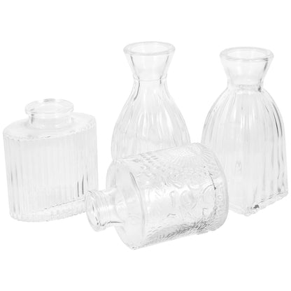 ELEOUTI 4pcs Decorative Glass Vases for Flowers Small Hydroponic Terrarium Vase for Home Décor and Indoor Plant Display