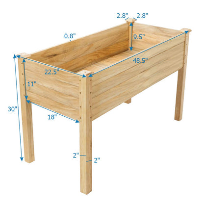 VINGLI 48.5" Wood Elevated Raised Garden Bed with Bed Liner, Heavy Duty Planter with Legs for Vegetables Fruits Potato Onion Flower, Outdoor Sturdy Long Lasting Planter Box (Elevated Without Wheels)
