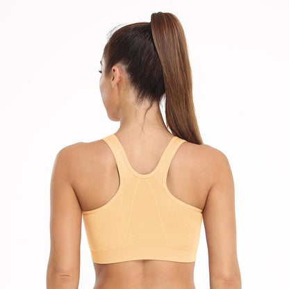 Women's Zip Front Sports Bra Wireless Post-Surgery Bra Racerback Yoga Sports Bras Post Breast Augmentation Bras Workout Running Compression Bras 3 Pack (X-Large, 3 Pack(Black+Flesh+Light Purple))