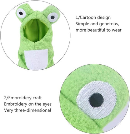 Sun Conure Bird Diaper Flight Suit Frog Shape Hoodie Cosplay Photo Prop for Parrots African Greys Parakeet Cockatiel Reusable Adjustable Apparel (S)