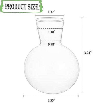 Kingbuy Bulb Glass Vase with Side-Hole (Hole to Hole Opening Dia.: 1.18 in) for Replacement Planter Terrarium with Wooden Stand Accessories Desktop Hydroponics Water Plant Propagation Station, 2 Pack