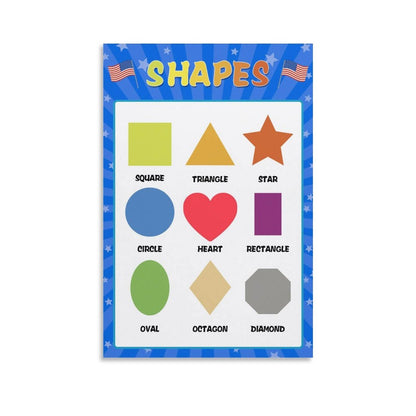 LINWDSB Shapes Posters for Classroom Wall, Shapes Learning Poster Wall Decor for Classroom Nursery Kids Room Playroom Preschool Decor Unframe style-6 12x18inch(30x45cm)