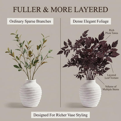 Power Your Lawn Fall Decorations for Home – Set of 3 Faux Plum Purple Cimicifuga Stems, 24” Realistic Autumn Branches for Vase, Table Centerpiece, Mantel & Halloween Decor