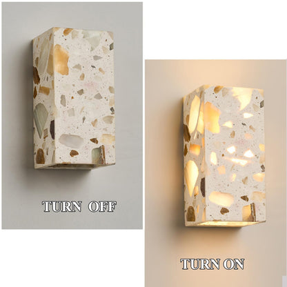PLSDH Modern Terrazzo Wall Sconce, Handmade Natural Stone Wall Light Fixture, LED wall sconces, Warm Light, Vanity Lamp for Living Room, Bedroom, Hallway, Kitchen Island 6.3in