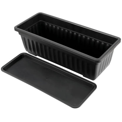 JOIKIT 17 Inches Black Plastic Planter Box, 6 Packs, Good Drainage, Indoor Outdoor Usage, for Garden, Windowsill, Patio, Balcony