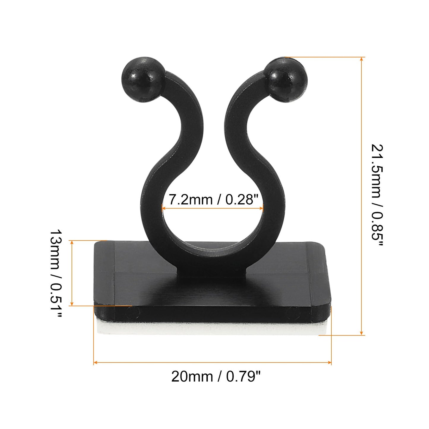 uxcell 100Pcs Plant Climbing Wall Fixture Clips, Plant Fixer Self-Adhesive Hooks Wire Fixing Supporting for Indoor Outdoor Decoration and Cable Wire Fixing (Black, 7.2mm/0.28")