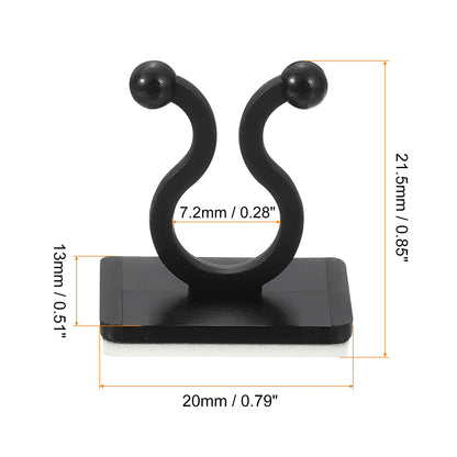 uxcell 100Pcs Plant Climbing Wall Fixture Clips, Plant Fixer Self-Adhesive Hooks Wire Fixing Supporting for Indoor Outdoor Decoration and Cable Wire Fixing (Black, 7.2mm/0.28")