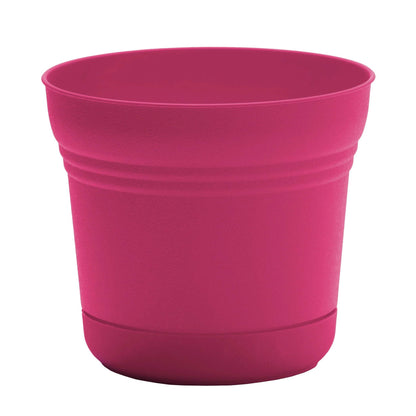 Bloem Saturn 5" Round Plastic Planter - Indoor/Outdoor, Snap-in Saucer & Drainage Holes, Fuchsia, 4-Pack