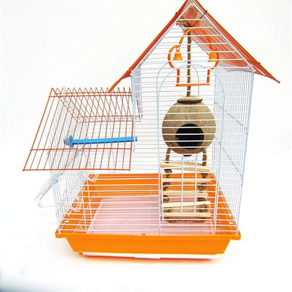 Tfwadmx Coconut Hide with Ladder, Natural Fiber Hanging Birdhouse Cage, Bird Shell Breeding Nest for Parrot, Parakeet, Lovebird, Finch, Canary (2 Pcs)