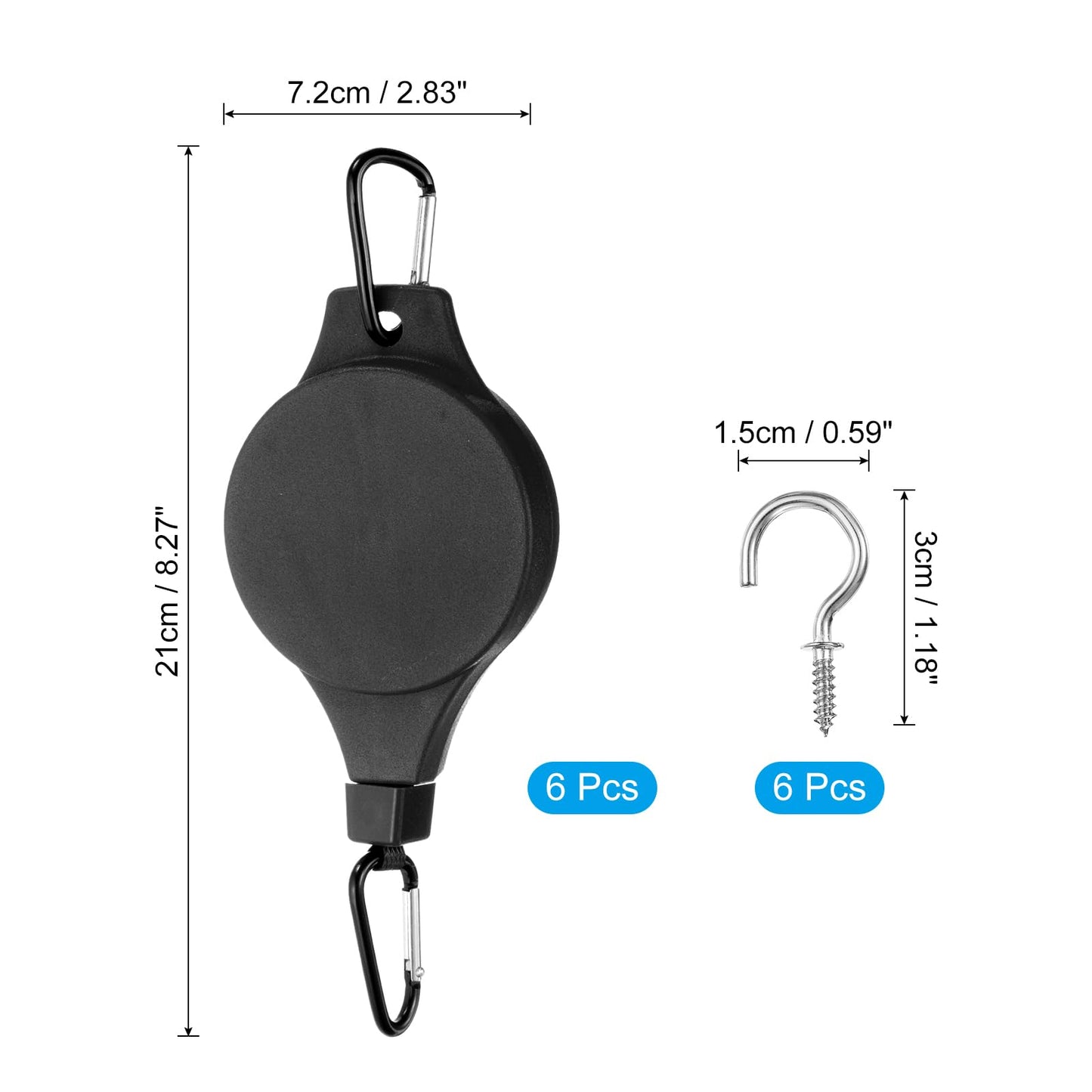 PATIKIL Plant Hanger, 12 Pcs Pulley Retractable Hanging with Ceiling Hook Indoor and Outdoor Plant Pots Holder, for Planters, Flower Basket, Bird Feeders, Black