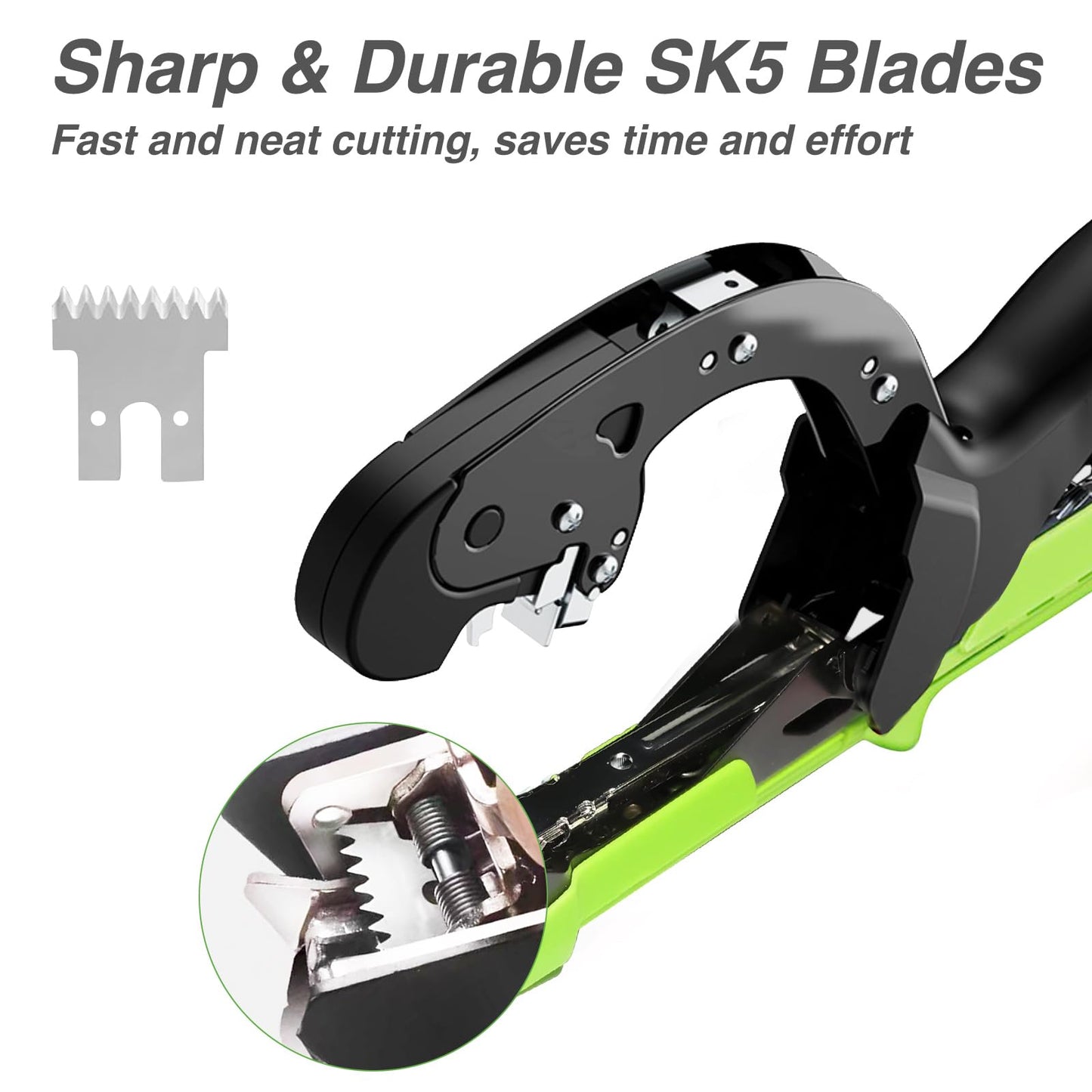 Kukkasilta Upgraded Plant Tying Machine Tie Up Vine Tomatoes and Grapes Quickly Plant Tying Tape Tool for Gardeners Farmers Plant Tie Tapener Gun with SK5 Blade Replacement Green Tapes and Staples