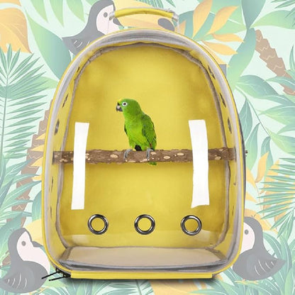 Surakey Parrot Backpack with Wooden Perch Standing Bird Carrier Cage, Carrier Shoulders Bag for Pet Birds Magpies Outing Travel (Pink)