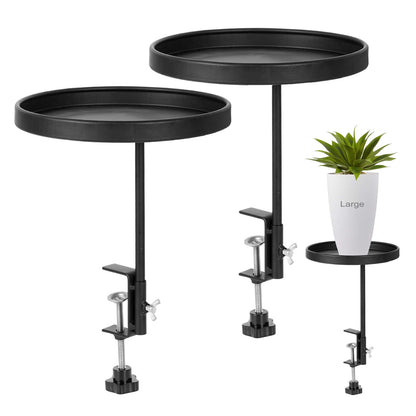 2Pack Window Plant Shelves Stand Holder 7.9inch Adjustable Windowsill Clamp Tray Round Metal Windowsill Extension Tray Window Planter Floating Shelf for Plants for Indoor Plants Home Decor, Black