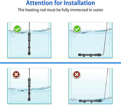 YOFOTHS Adjustable Mini Aquarium Heater 5-10 Gallons Submersible Small Fish Tank Heater 50W Digital Display Thermostat External Temperature Controller (50W)