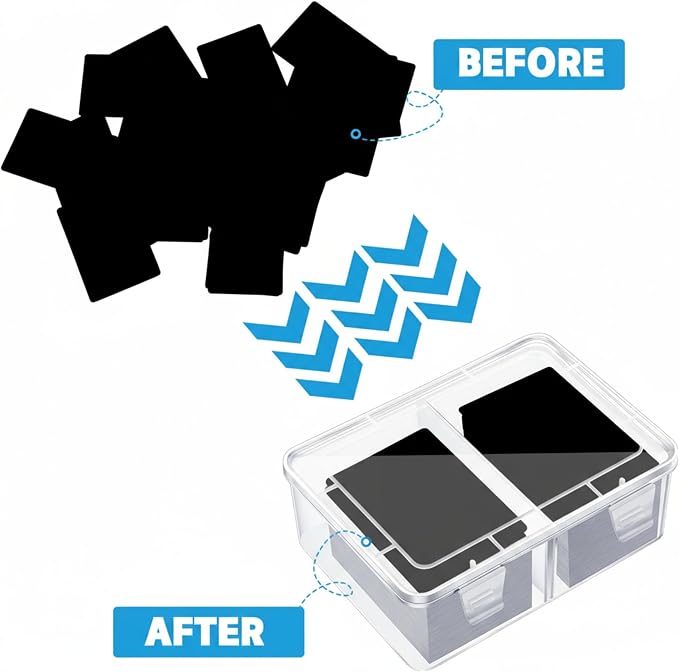 Vicenpal 300 Card Storage Box Compatible with Mtg TCG Clear Plastic Trading Card Storage Box with Removable Divider Hard Trading Deck Case for Baseball Football Game Organizer Collector(4 Pcs)