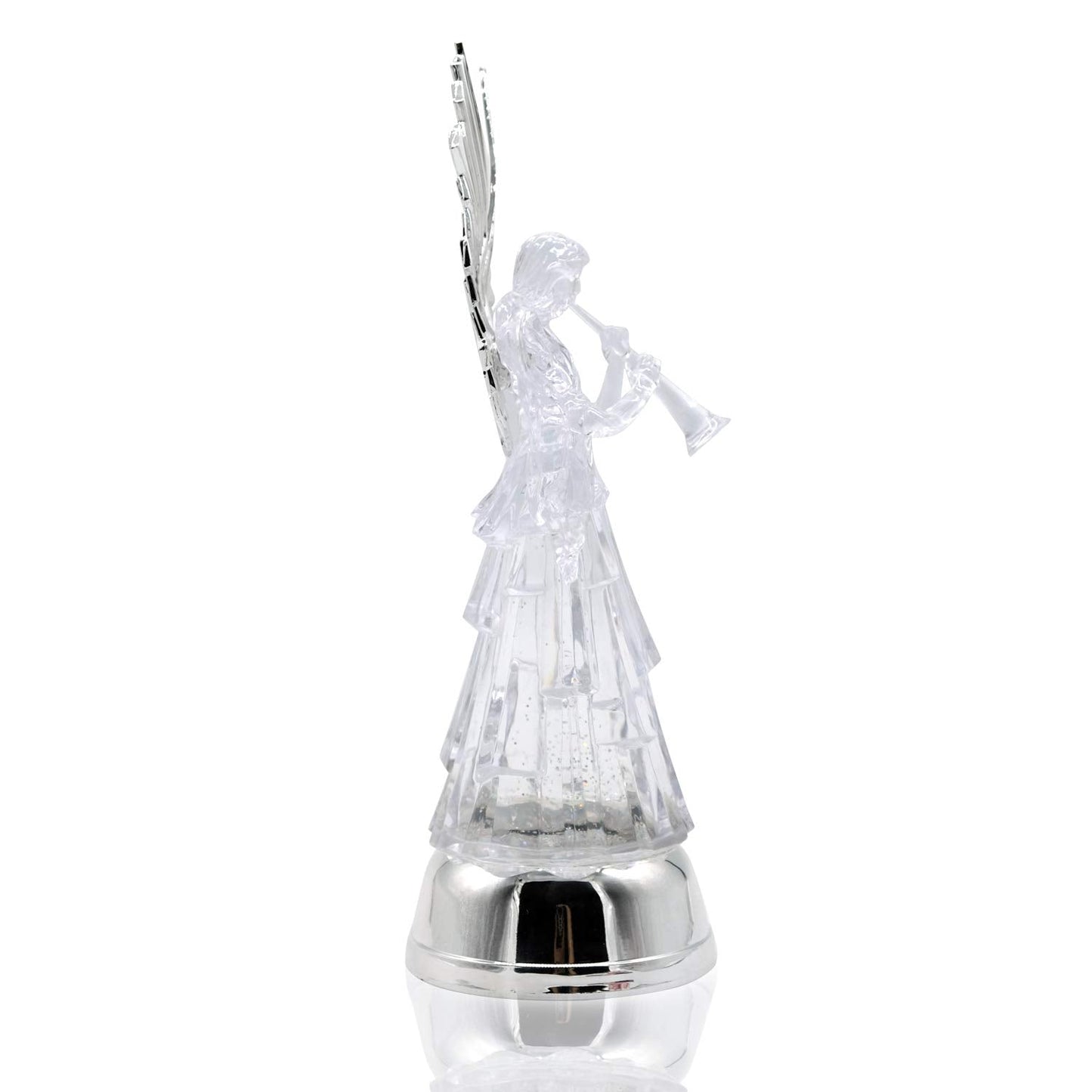 DRomance 14" Angel Snow Globe Lantern Battery Operated with 6 Hour Timer Color Changing LED Light Trumpet Angel Swirling Glitter Water Lamp Thanksgiving Christmas Holiday Decor Gift