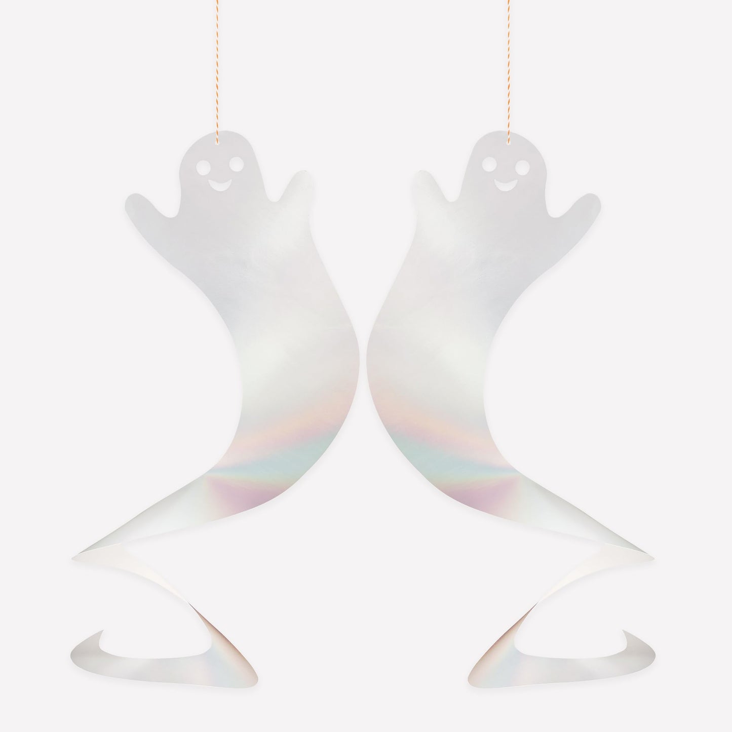 Meri Meri Halloween Spinning Ghost Hanging Decorations (Pack of 10), 20" Tall, Includes Hanging Twine, Easy to Hang, Double Sided Silver Foil Halloween Party Decorations