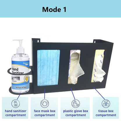 QiaoYoubang Steel Sanitizing Station Dispenser Stand, Wall Mounted Organizer for Face Masks, Glove Box and Hand Sanitizer or Others in Office, Gym, Schools, Hospital, Laboratory or Other Public Sites