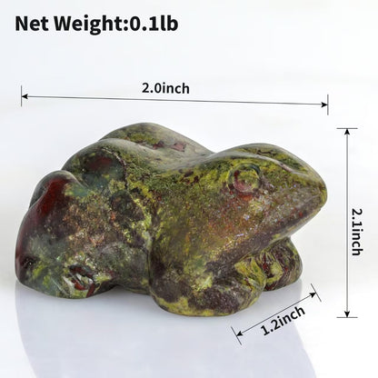 Bosfante 2" Dragon Blood Stone Frog Statue for Vitality & Strength,Frog Figurine for Transformation,Fertility & Abundance,Frog Decor for Homes & Offices