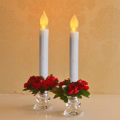 60 Pcs Flameless LED Taper Candles, Battery Operated Flickering Candles with Warm Yellow Light, Safe Fake Electric Candlesticks for Wedding Centerpieces, Church, Halloween, Christmas Home Decor