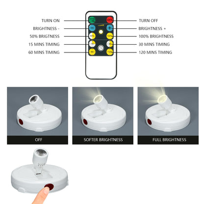 KANESIKI Cordless Spotlight Battery Powered, LED Accent Lighting with Remote and Timer, Display Puck Lights, Stick Uplight for Tree Portrait Gallery Picture Dartboard Painting Art Photo Plant