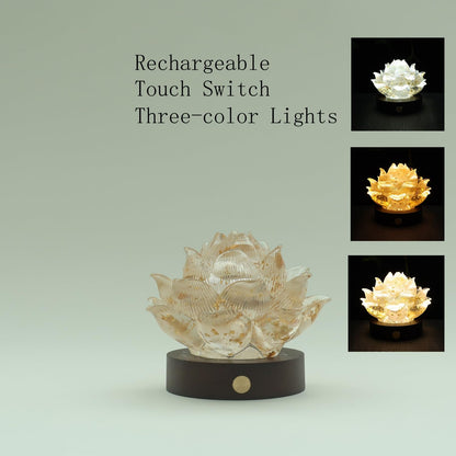 YeseeYe Lotus Statue with Light - Lotus Lamp Nightlight Tabletop Home Decoration Figurine for Living Room Office Shelves Coffee Table Desk Decor Sculpture