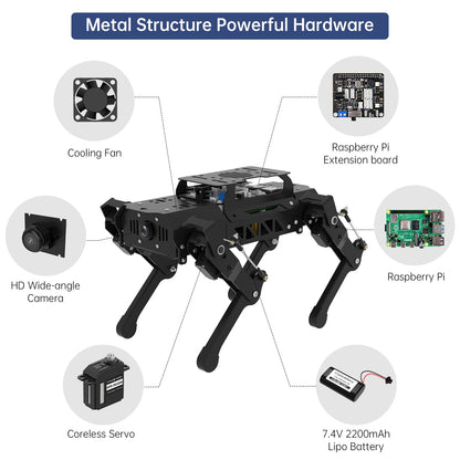 PuppyPi Robot Dog with ChatGPT Large AI Models AI Embodied Intelligence ROS Robotic Dog Vision Scene Voice Understanding SLAM Mapping Navigation Bionic Quadruped Robot, Standard Kit & RaspberryPi5 8GB