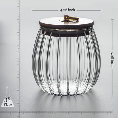 Galazzz 38 FL OZ Glass Jars with Bamboo Lids, Airtight Storage Containers, Large Candy Jars for Coffee Nuts Cookies, Decorative Glass Canister, 1130ml Oval