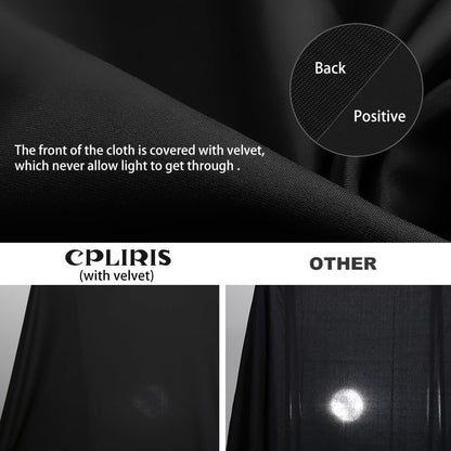 CPLIRIS 10x8ft Black Backdrop Background for Photography, High Density Polyester Fabric Photo Backdrop Curtain for Portrait Photoshoot, Party and Video