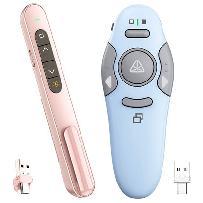 QUI Presenter Clicker USB A&C Bundle | Pen-Shaped Pink & Remote-Shaped Blue