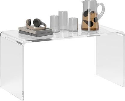 HOMCOM 32" Acrylic Coffee Table, 0.6" Thick Rectangle Waterfall Center Table for Living Room, Modern, No Assembly Required, Clear
