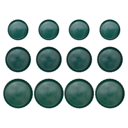 Dnyta 12pcs Dark Green Plant Saucer Plastic Planter Water Tray Flower Saucers Plates for Indoor Outdoor Plants (6" /8" / 10")