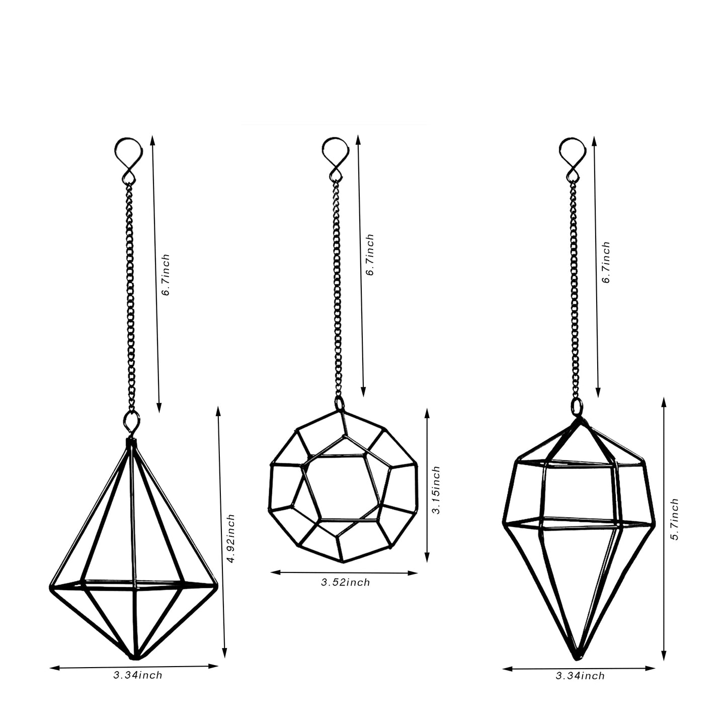 libproqia 6 Pack Geometric Air Plant Holders for Wall Hanging, Black Metal Tillandsia Decor for Boho Home, Office & Shelf Styling