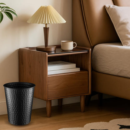 Monarch Abode Metal Bathroom Trash Can – Waste Basket for Bedroom, Office Desk, & Dorm, Hand Hammered, Durable Decorative Black Small Trash Can Bathroom Garbage Bin Wastebasket