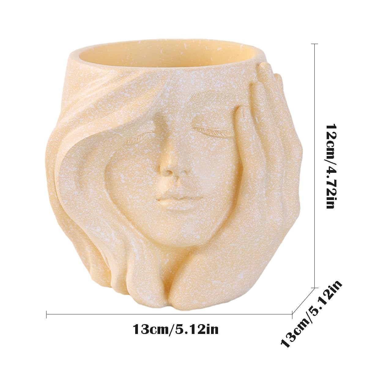 YOYLMAL Hand Holding Face Planter Pot, 5.1” Resin Women's Head Succulent Planter for Indoor Outdoor Plants, Unique Flower Pot with Drainage Hole, Gifts for Women Mom
