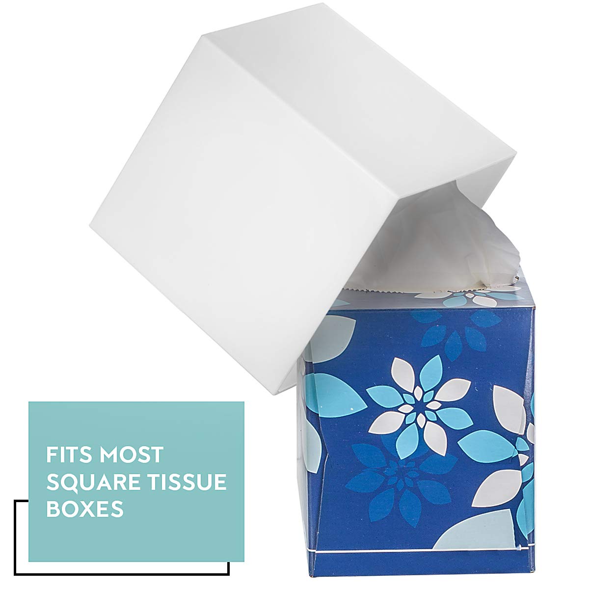 DWËLLZA HOMË 2 Pack White Tissue Box Cover – Square Tissue Box Holder for White Bathroom Accessories Countertop, Decorative Tissue Cover and Square Cube Holder for Modern Home, Office or Dresser Décor