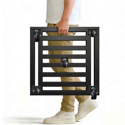 LUBORN Plant Caddy with Wheels, 20'' Heavy Duty Large Metal Rolling Plant Stand with Lockable Caster, Square Plant Dolly Rust-Proof for Large Planters, Holds up 650 Lbs, 1 Pack