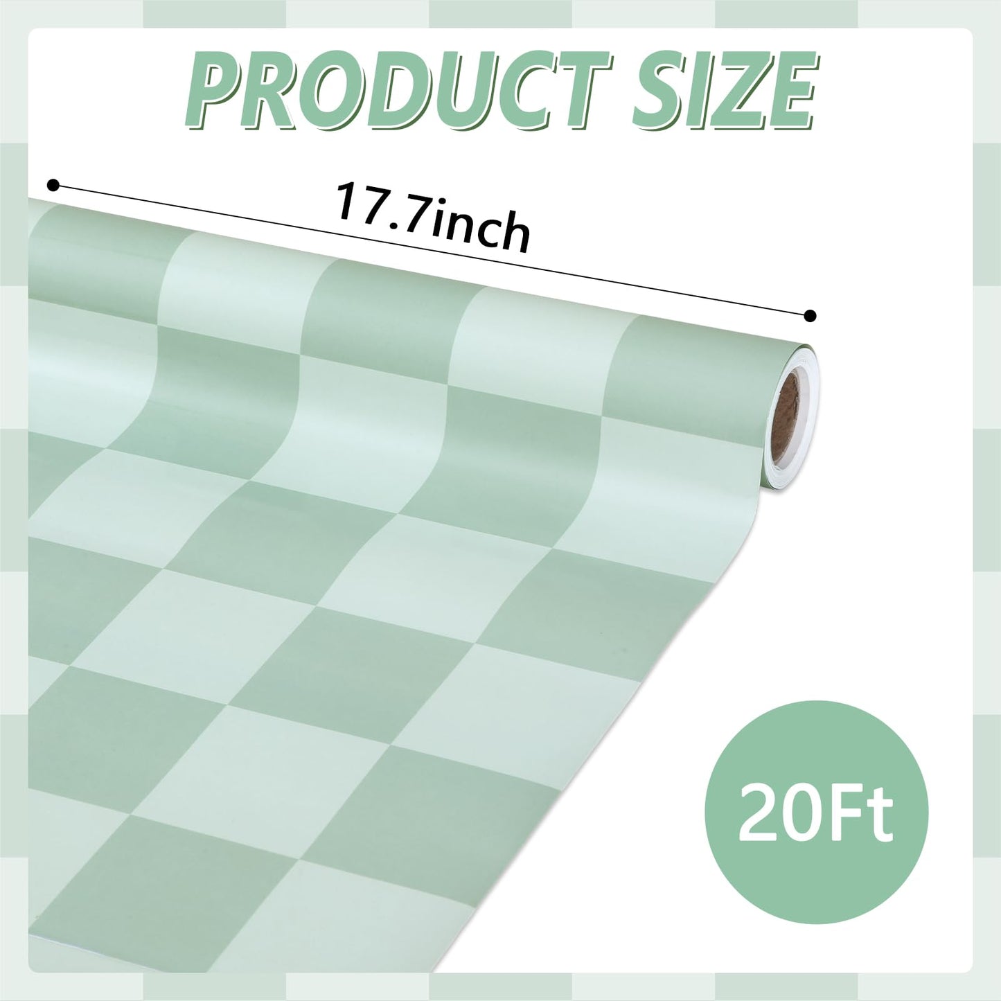 Green Checkered Bulletin Board Paper Roll Retro Hippie Green Bulletin Board Background Back to School Classroom Decor Poster for Art Craft DIY Project Home Office Spring Party Supplies 17.7inx20ft
