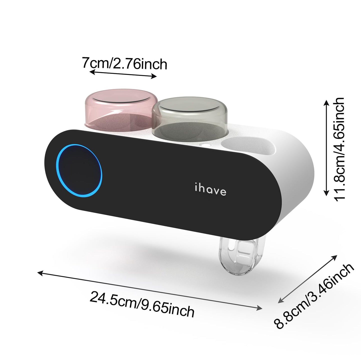 iHave Toothbrush Holders for Bathrooms, UV Toothbrush Sanitizer and Holder Smart Home Bathroom Accessories, 2 Cups Electric Toothbrush Holder Wall Mounted with Toothpaste Dispenser Bathroom Decor